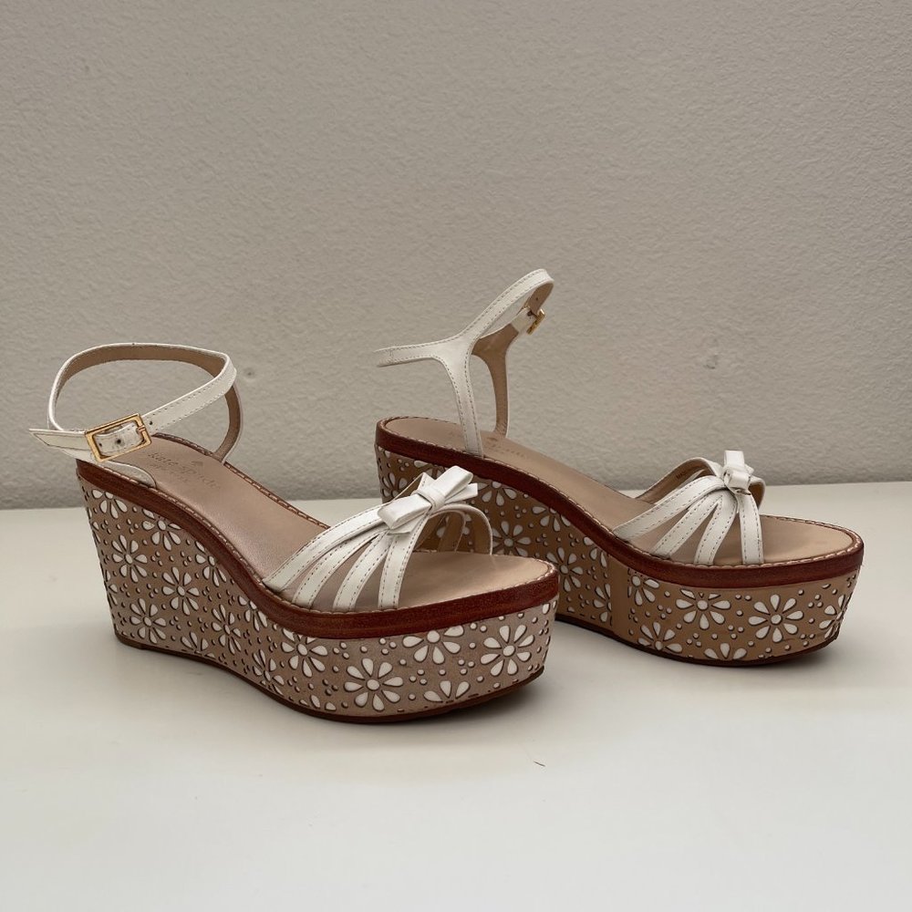 Kate Spade White Floral Wedges